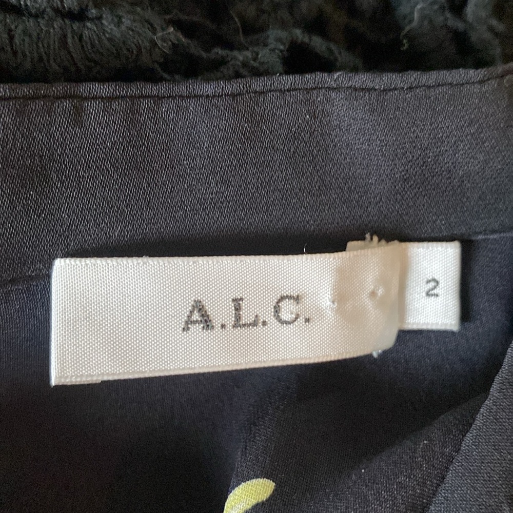 A.L.C. Rivera Silk Black Long Sleeve Floral Blouse Size 2 or Small Cottagecore - Picture 12 of 13